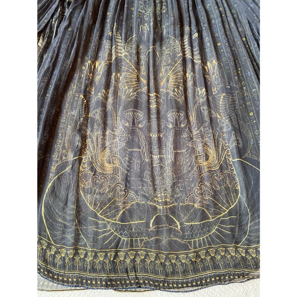 Camilla Egyptian print  long skirt, Layered Maxi Skirt w/crystal embellishment - Picture 7 of 13